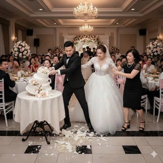 Em gái đang chuẩn bị cắt bánh cưới, chị gái ruột bỗng từ xa chạy đến tôi ôm chặt lấy và thì thầm, “Đẩy đổ nó đi. Ngay bây giờ.”