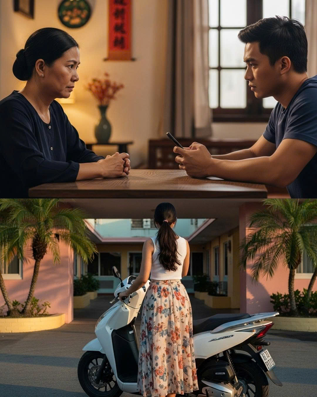 Nghe mẹ bảo: “Người ta đồn hay thấy xe của vợ m:ày ở nh:à ng:hỉ. Mày xem lại đi, chứ cái th:::ai trong bụng nó chưa chắc đã là của mày đâu!